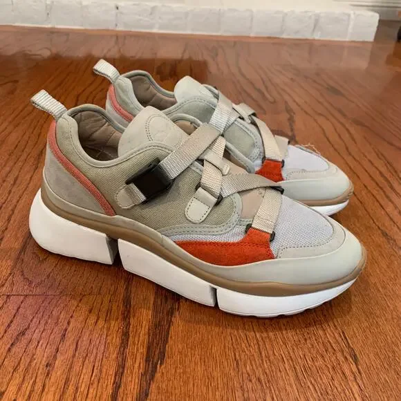 Chloe Sonnie Low Top Women's Sneaker | Tan Orange | Size EU 39/US 9 - Picture 1 of 14